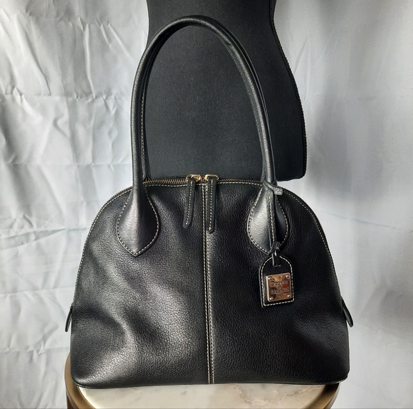 Dooney & Bourke Handbags - Dooney & Bourke Black Satchel Bag Domed Pebbled Leather Double Top Handle